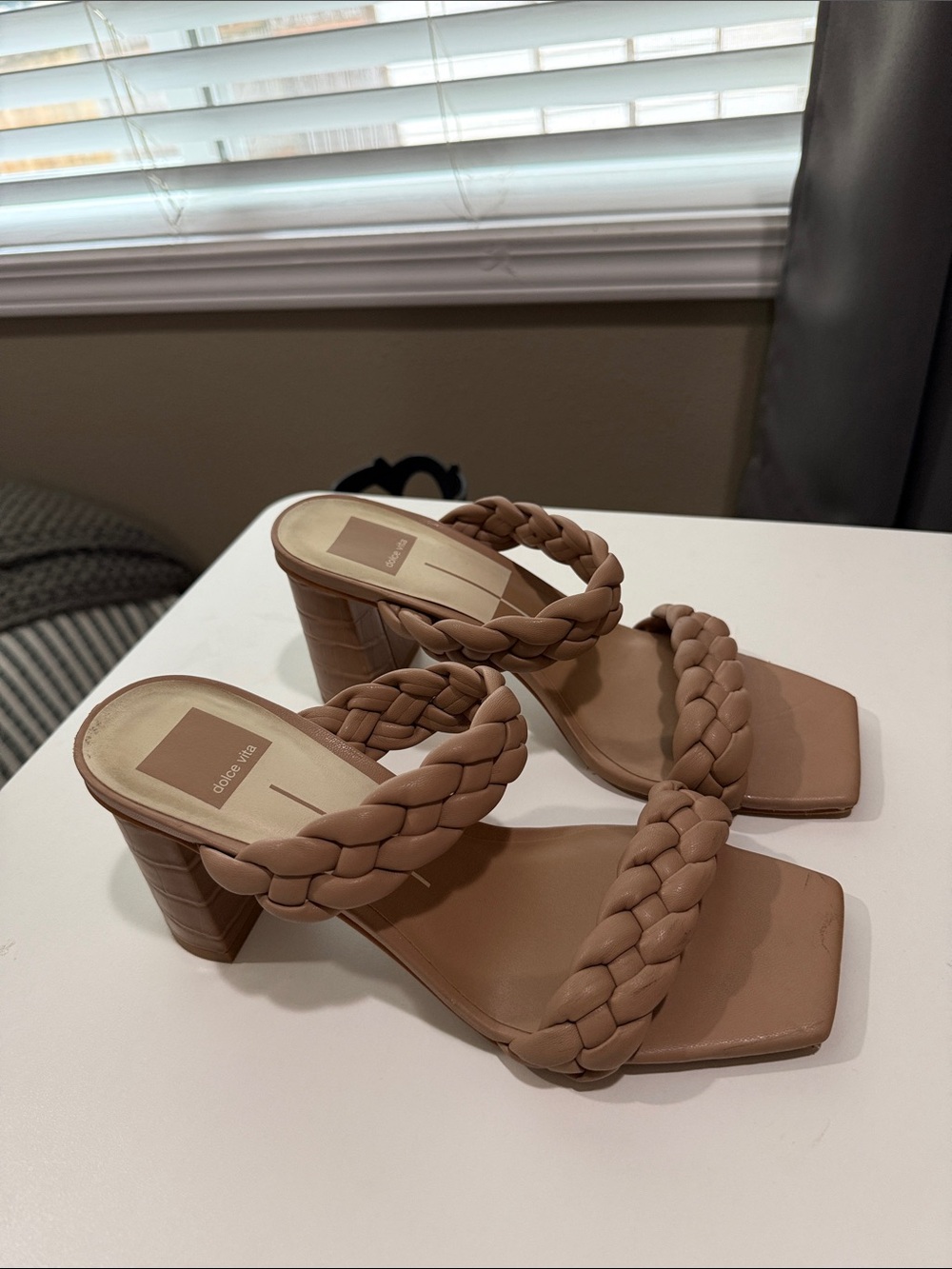Dolce Vita Braided Double-Strap Block Heel Sandal - Tan